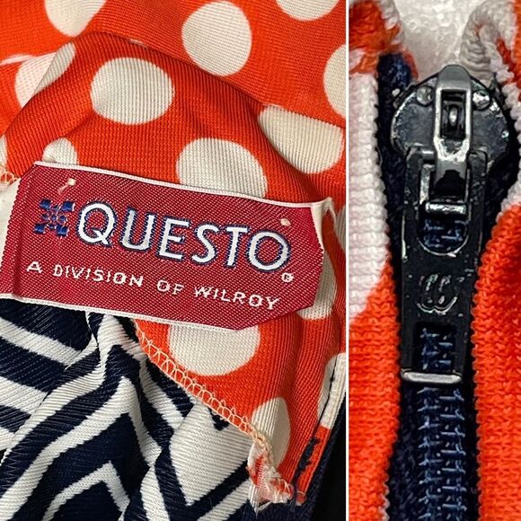 VINTAGE 1970s Fun Funky Polka Dot ZigZag Chevron Mixed Print Dress Medium 8 CuTE - Picture 14 of 14